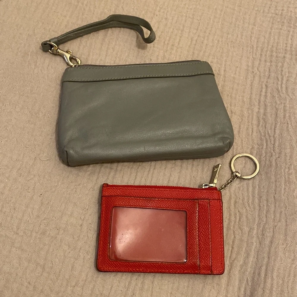 Coach Gray Pouch and Red Card Holder Set